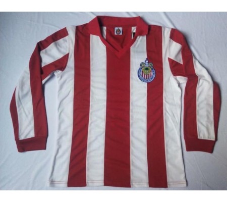 Chivas Guadalajara 1960 Home White&Red Long Sleeve Soccer Jersey